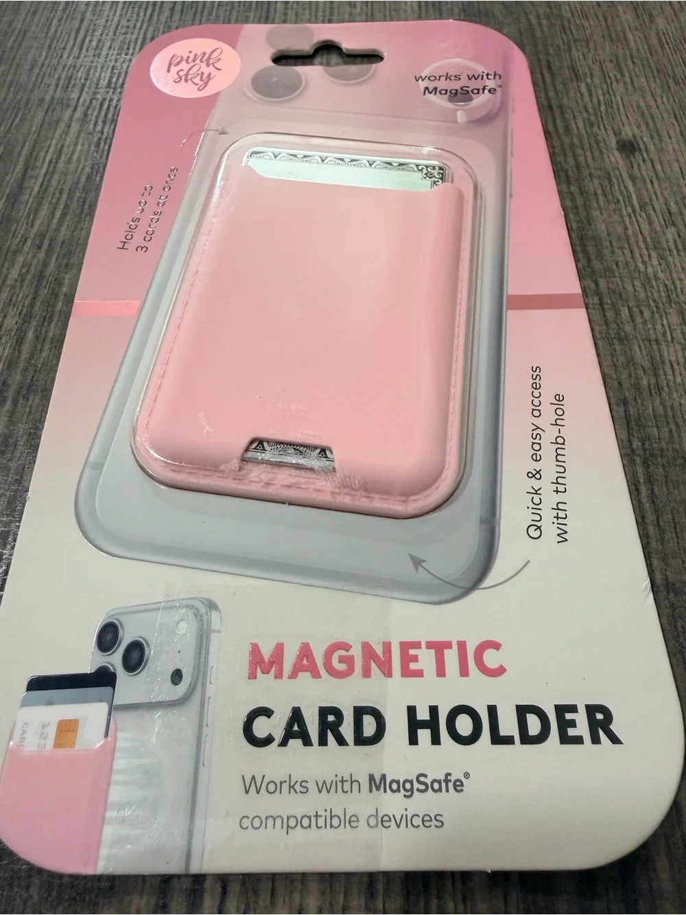 Pink Magnetic MagSafe Card Holder - Compatible with MagSafe Devices